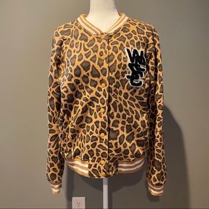 WESC Leopard Print Varsity Jacket